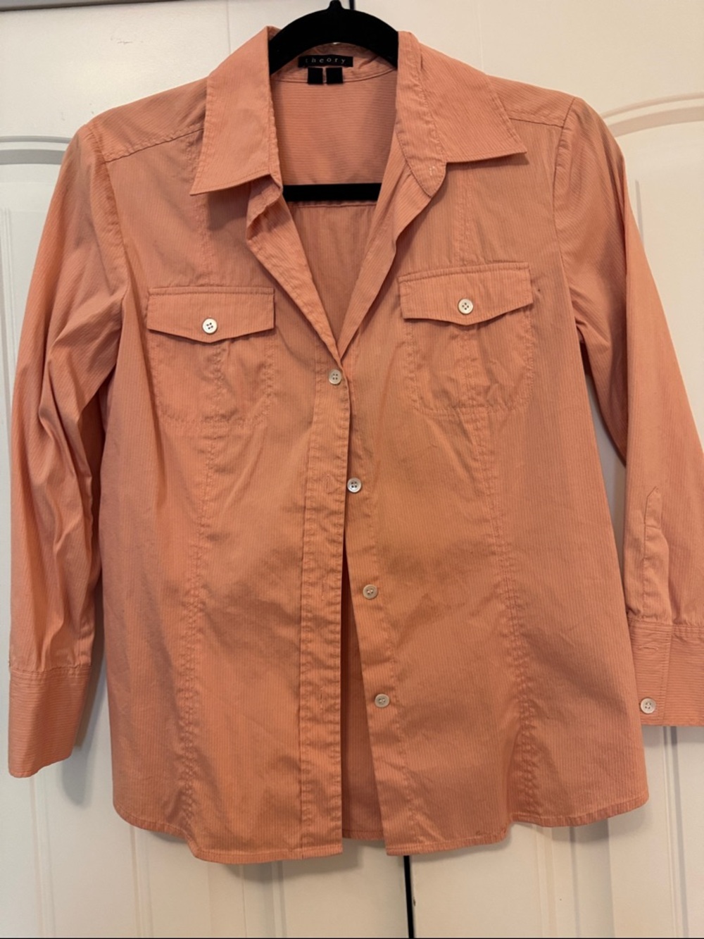Theory Soft Peach Collared Shirt
